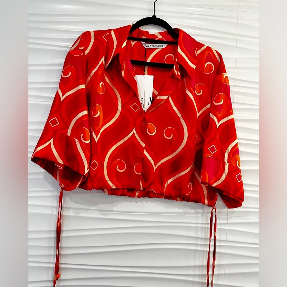 NWT Retro Summer Spring Zara Print Top - Picture 10 of 14